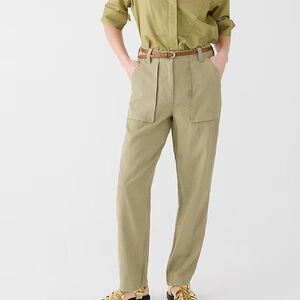 NWOT j crew timbered khaki Seaside cargo pant in linen-TENCEL™ lyocell blend